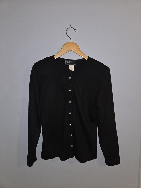 Molly Malloy Sweaters - Molly Malloy Black Cardigan with Pearl Buttons